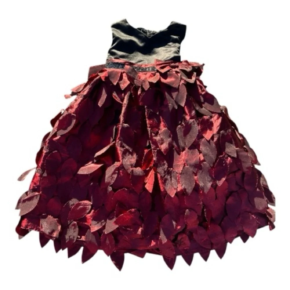 Kids Leafy Dress in Black and Red  PM6